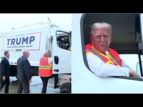 Donald Trump speaks from garbage truck after Biden insults supporters