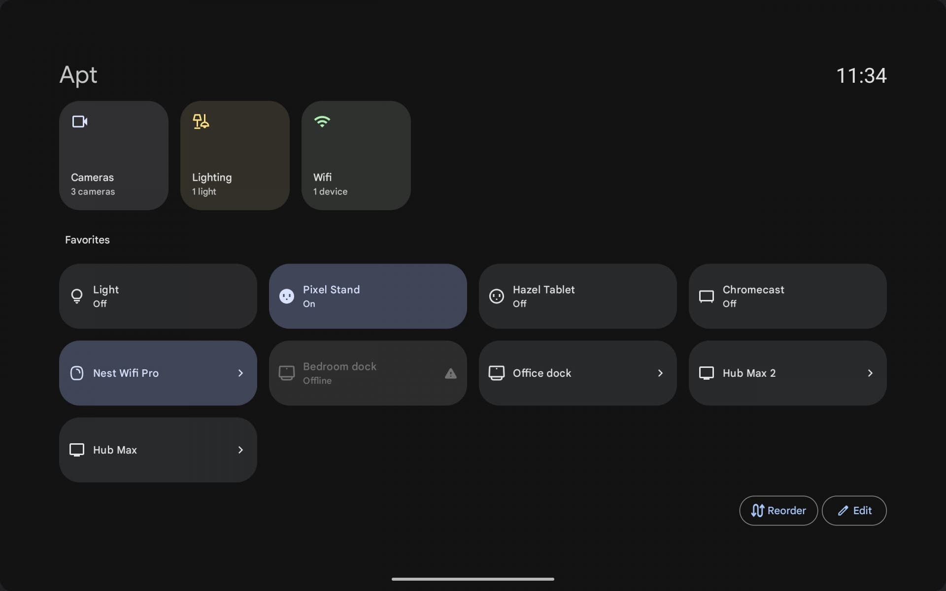 Προφύλαξη οθόνης Home Controls