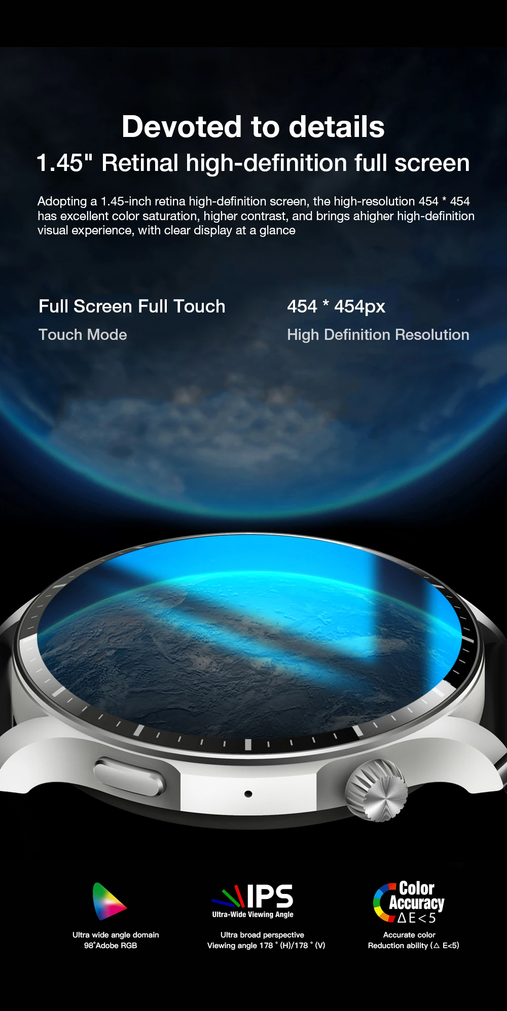 BlitzWolf BW-EP10 1.45 inch smartwatch screen ips