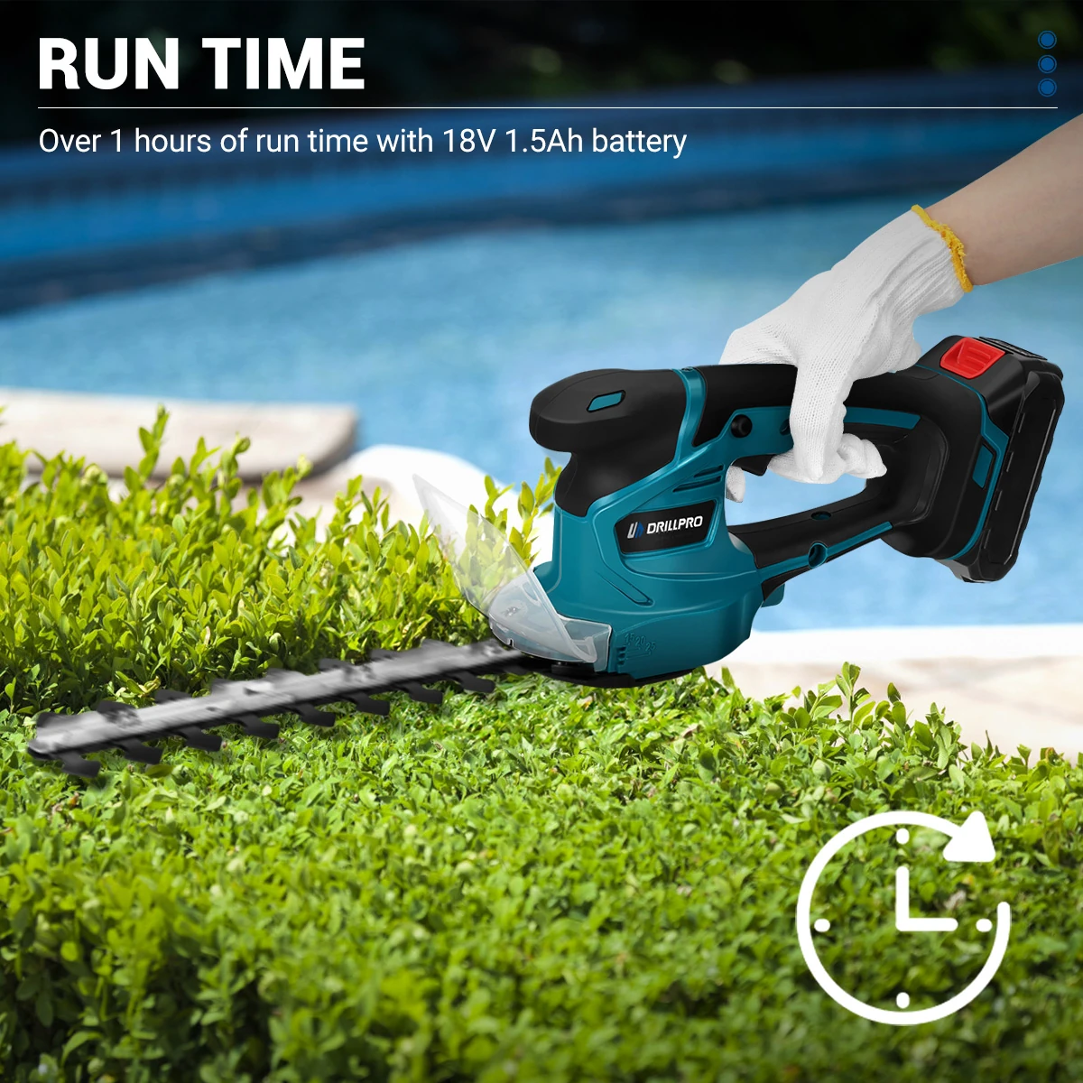 Drillpro Brushless Cordless Grass Shear and Hedge Trimmer battery life