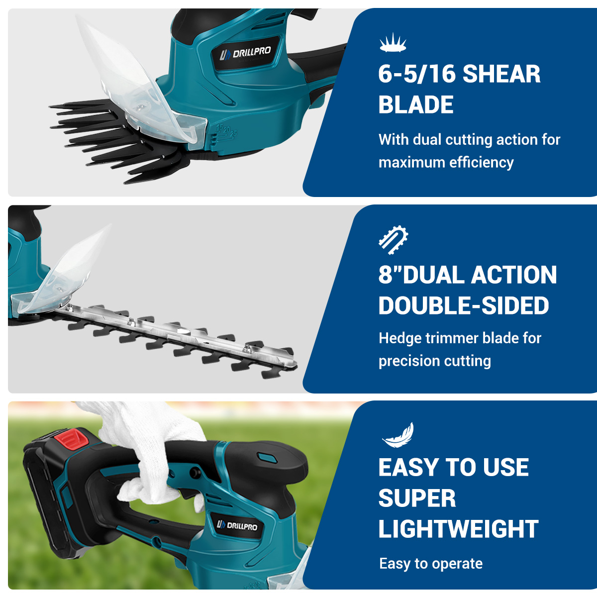 Drillpro Brushless Cordless Grass Shear and Hedge Trimmer info