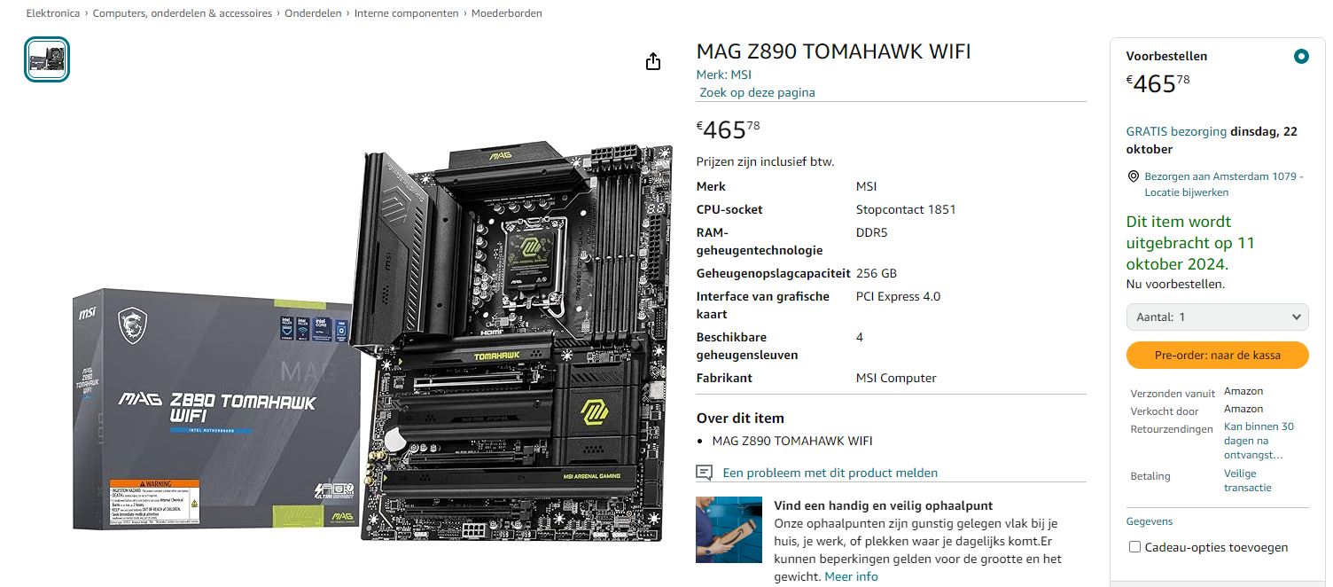 MSI MAG Z890 Tomahawk WiFi Amazon.nl