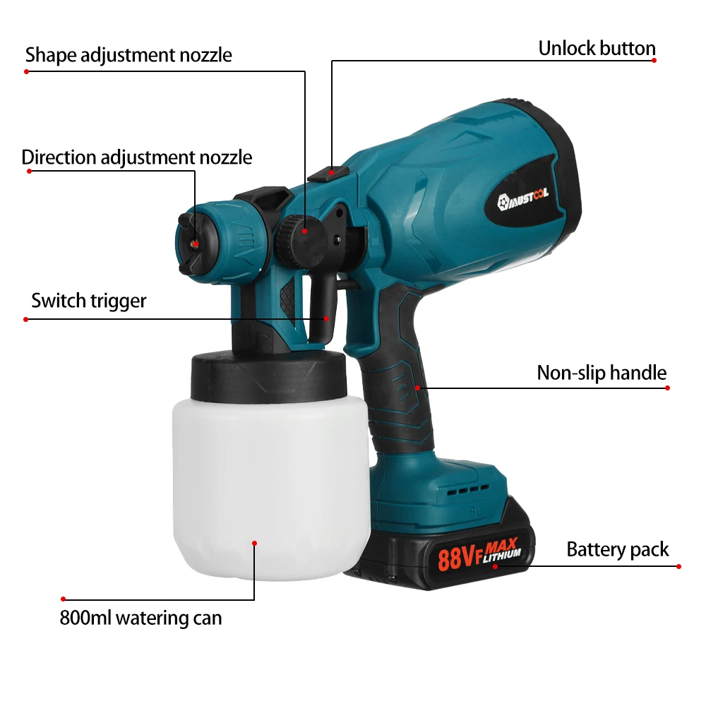 MUSTOOL 1300W 25000RPM Cordless Paint Sprayer 2