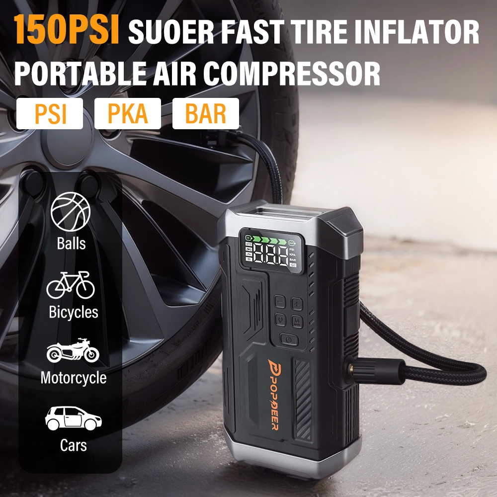 POPDEER PD-JA3 5000A 4-in-1 Emergency Jump Starter with Air Compressor inflator