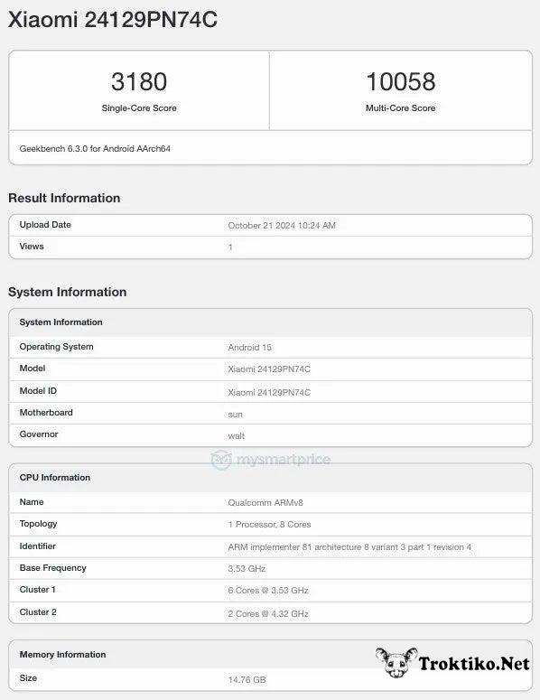 Xiaomi 15 benchmark