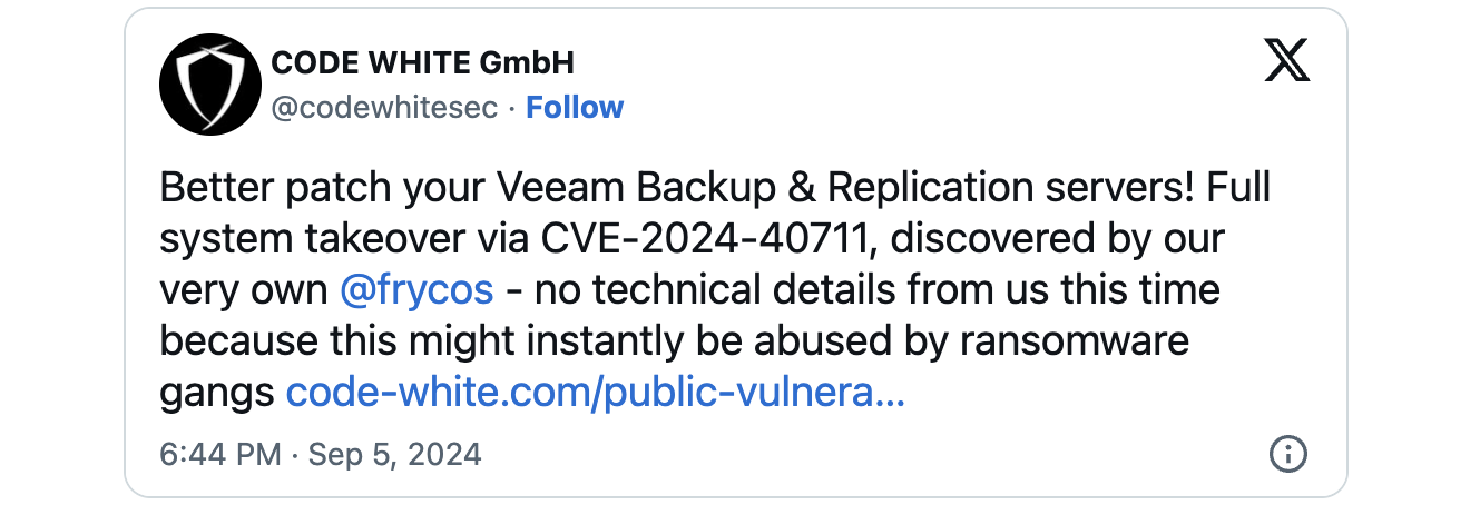 Κωδικός White Veeam VBR RCE