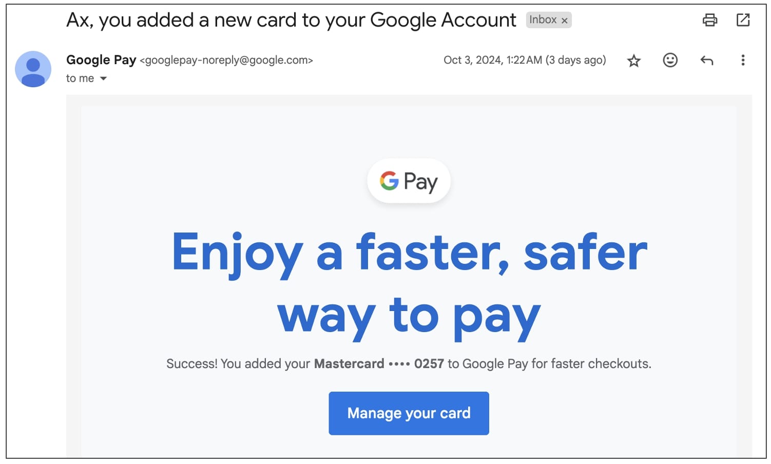 Η νέα κάρτα Google Pay πρόσθεσε ειδοποιήσεις ηλεκτρονικού ταχυδρομείου