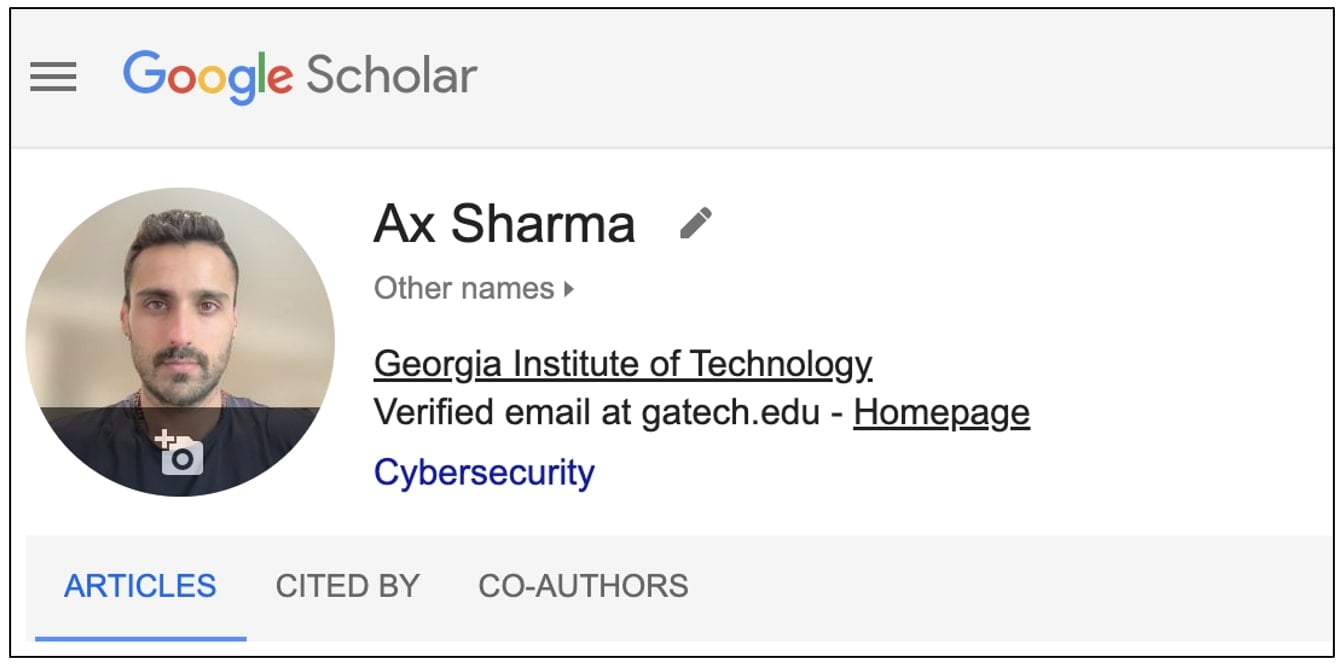 Προφίλ Google Scholar για τον Axe Sharma